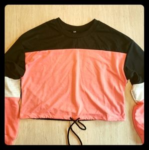 Women's Color patchwork L/S Crop top